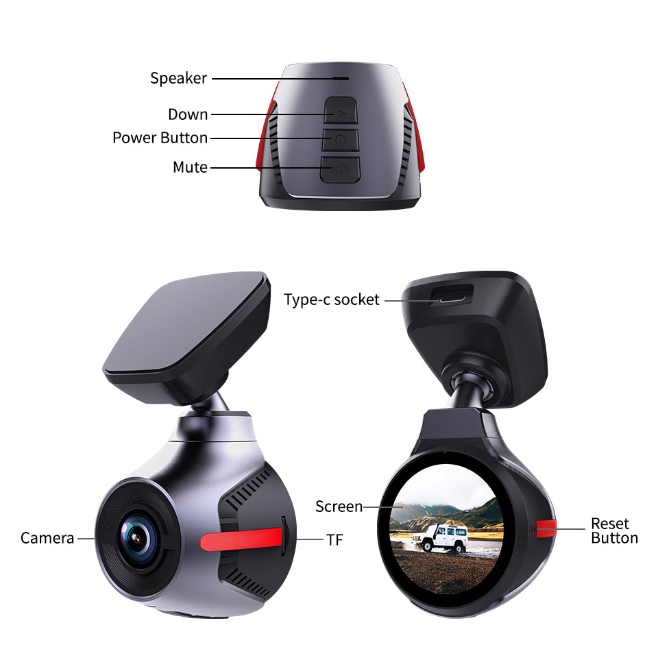 4K HDR Dash Cam, 4K+1080P Front and Rear Car Camera, 2 Channel with HDR, 5GHz WiFi GPS, Night Vision 2.0, 24H Parking Mode